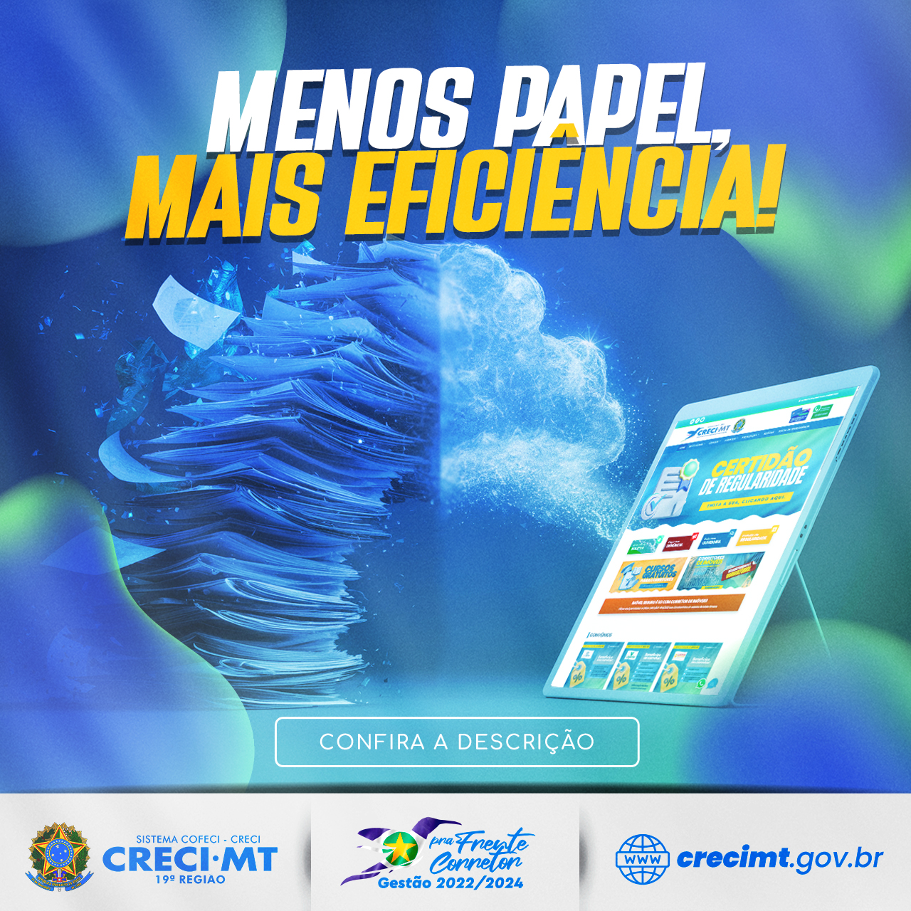 Imagem CRECI-MT INOVA COM INSCRIÇÃO 100% DIGITAL E REVOLUCIONA SETOR IMOBILIÁRIO - CRECI-MT