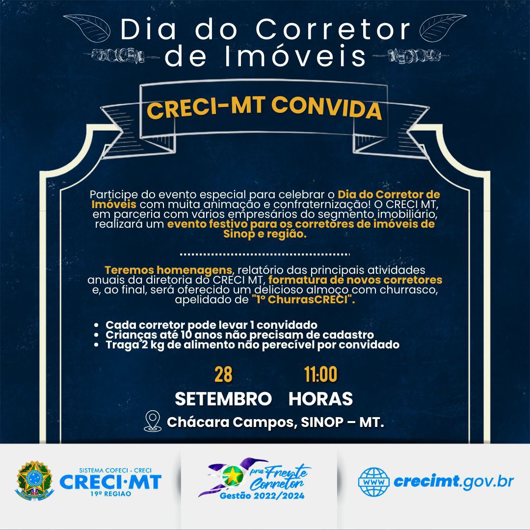 Imagem CRECI-MT PROMOVE EVENTO EM SINOP COM HOMENAGENS, FORMATURA DE NOVOS CORRETORES E BALANÇO DAS AÇÕES DA DIRETORIA - CRECI-MT